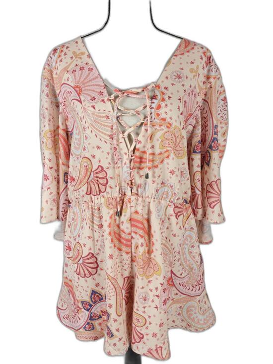 Lovers + Friends Pants - Women’s Lovers + Friends Paisley Romper Pink Multicolor Size Large